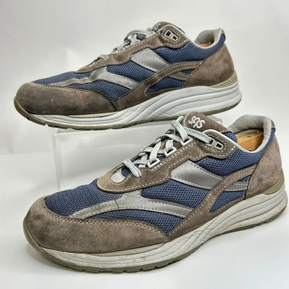SAS Journey Mens‎ 12 Walking Sneakers Navy Gray Suede Made USA Tripad Comfort